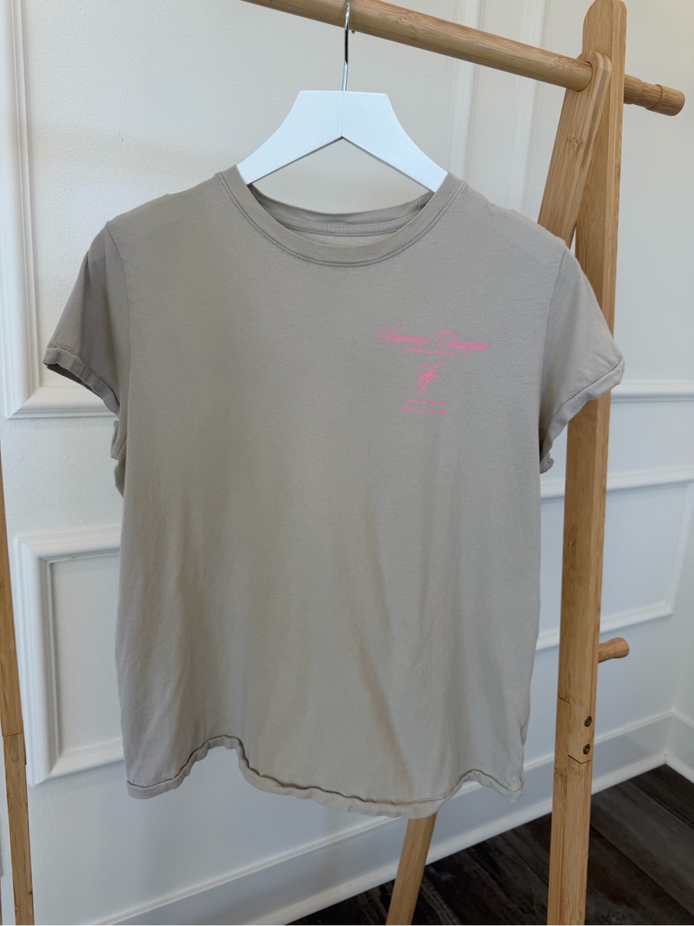 Universal Thread Beige Crewneck Tee with Black Logo